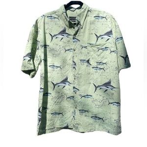 Men’s Marlin Fishing Short Sleeve Button Down Shirt, Size XL